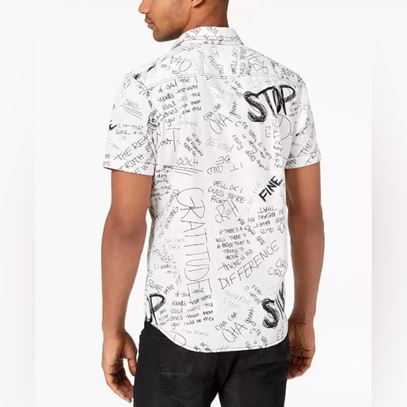 NWT I. N.C. Men's Doodle-Print Shirt, Created for Macy's - Picture 2 of 12